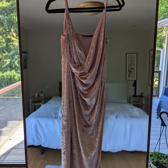 Double Crazy Wrap Detail Velvet Cami Dress - Picture 2 of 7